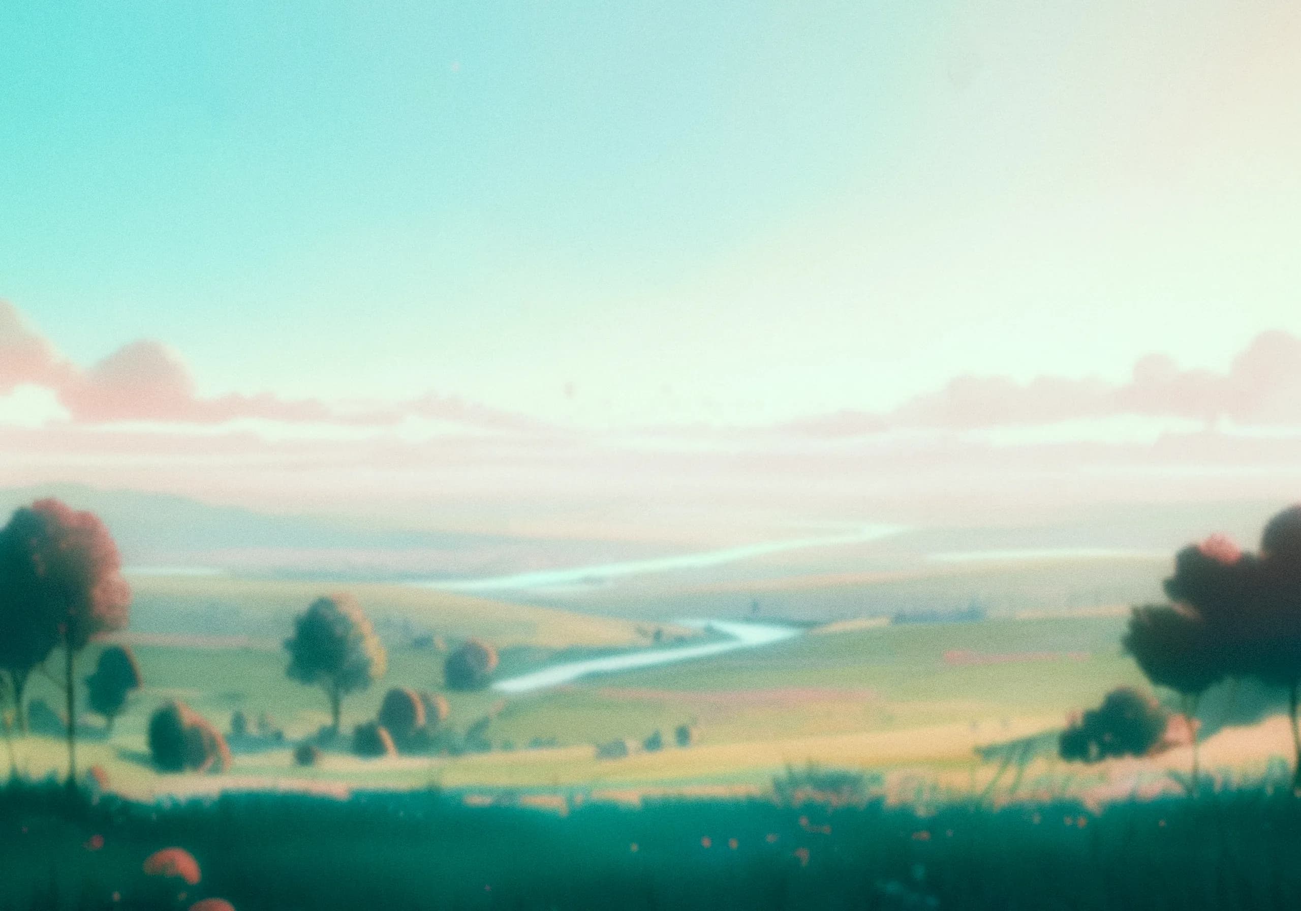 Tavily 官方青绿色山野与河流品牌插画