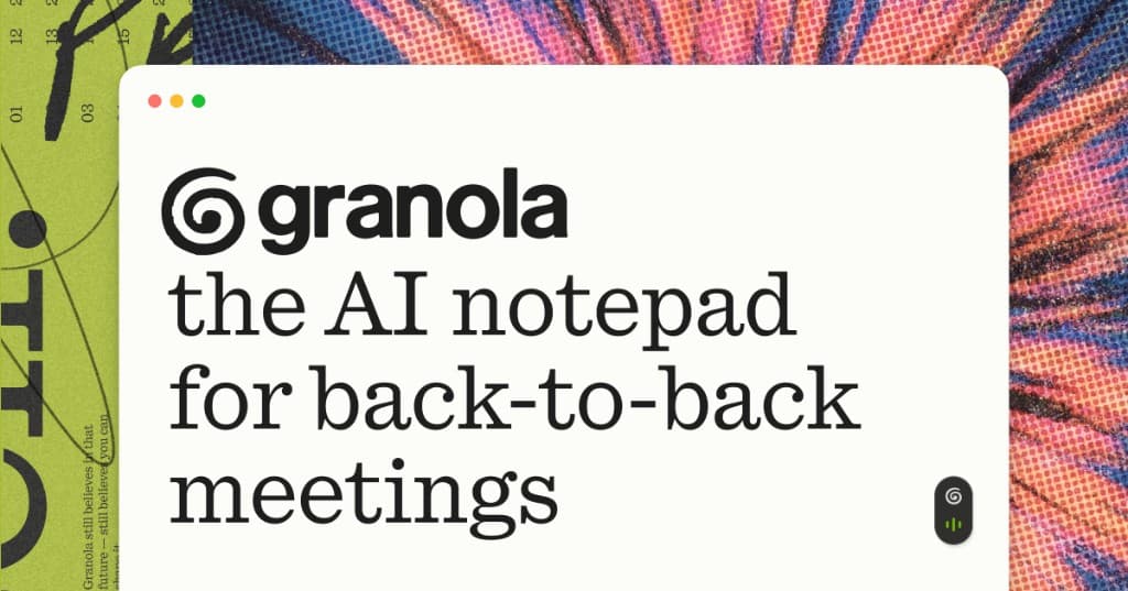 Official Granola collage and AI meeting notepad brand artwork